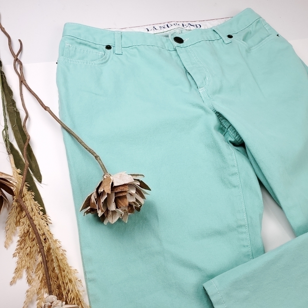 Lands' End Turquoise Original Fit Bootleg Jeans 12 - Picture 9 of 10